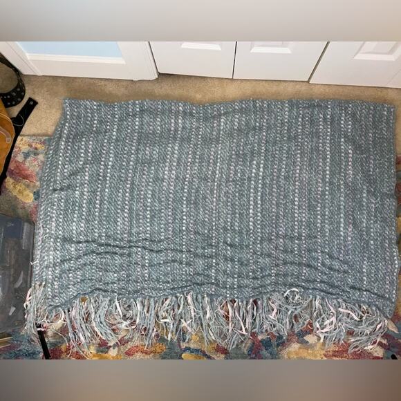 VTG CHURCHILL WEAVERS TURQUOISE GREEN LAVENDER PURPLE WHITE HANDWOVEN THROW - Picture 10 of 16